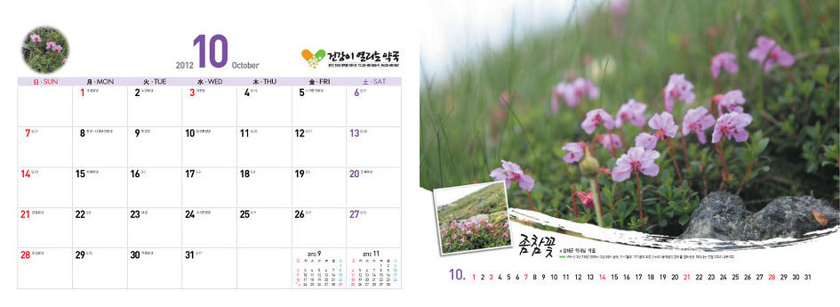 야생화달력탁상용2012년-백두산속야생화