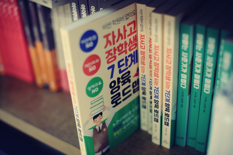 처음 가본 서점의 코너에서 – 책 비싼 학원비 없이도 자사고 장학생 되는 7단계 양육 로드맵 (주정자)