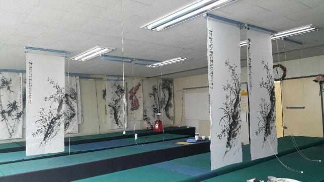 단재서예대전 심사장 휘호(19.4/7,일)