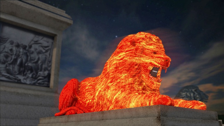 영국 런던 트라팔가 광장 넬슨 제독 기념비 사자 동상 - Nelson's Column Lions Trafalgar Square London UK 